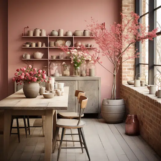 Dusty Rose With Red Brick