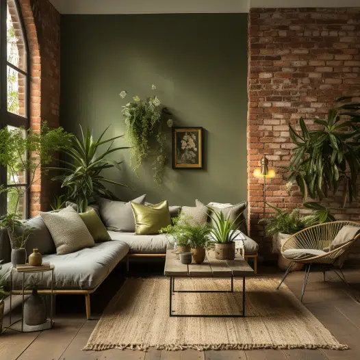 Forest Green and Red brick Image