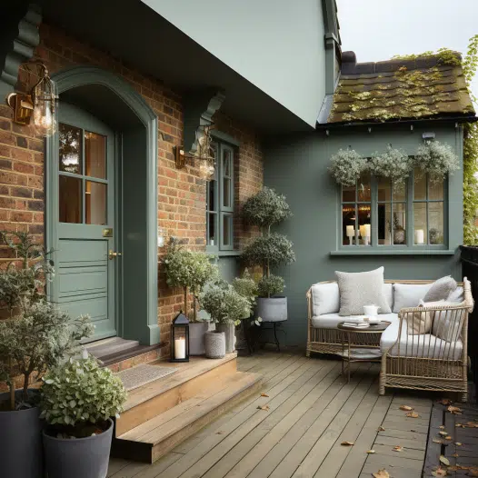 Sage Green And Red Brick Image