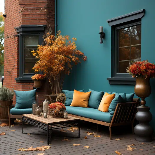 Teal With Red Brick Image