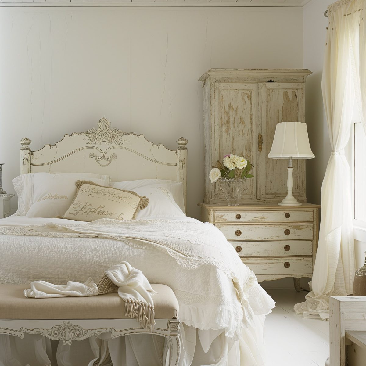 Antique White Bedroom Furniture Decorating Ideas