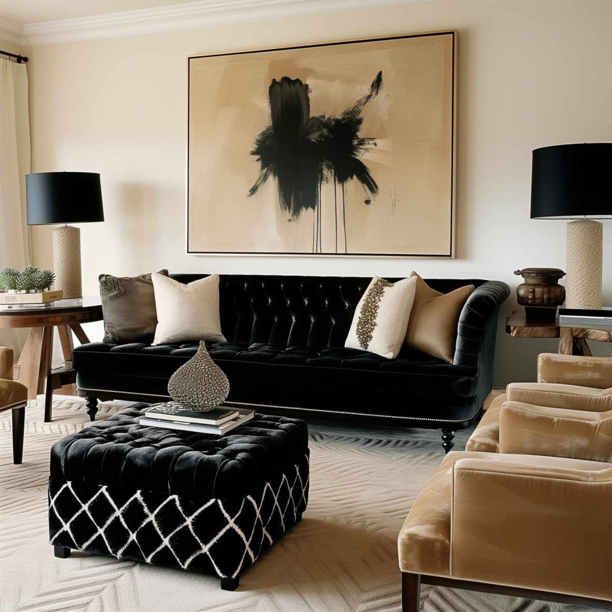 10 Daring Black and Beige Living Room Ideas for the Bold - Hearth & Petals