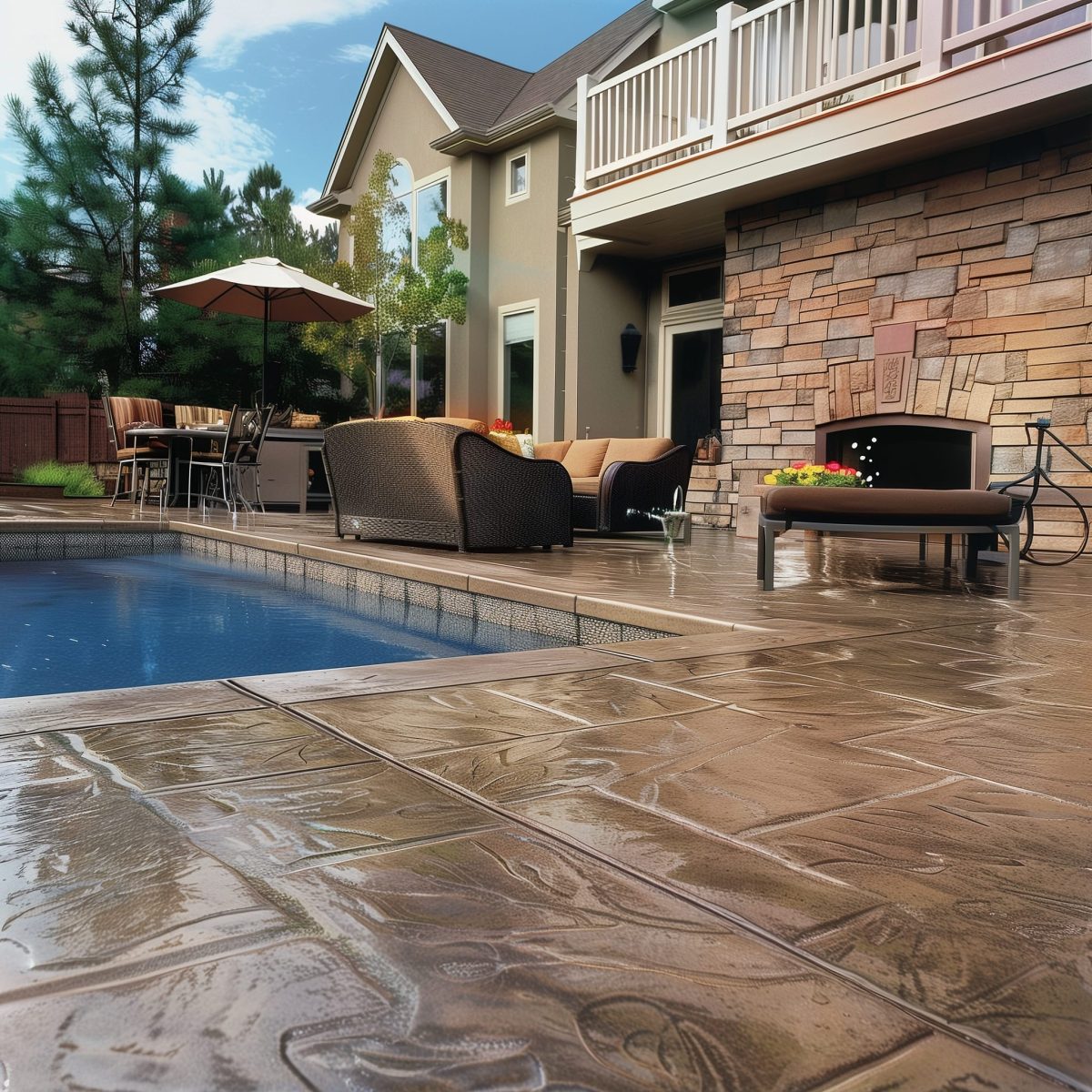 20+ Stamped Concrete Patio Ideas with Stunning Patterns - Hearth & Petals