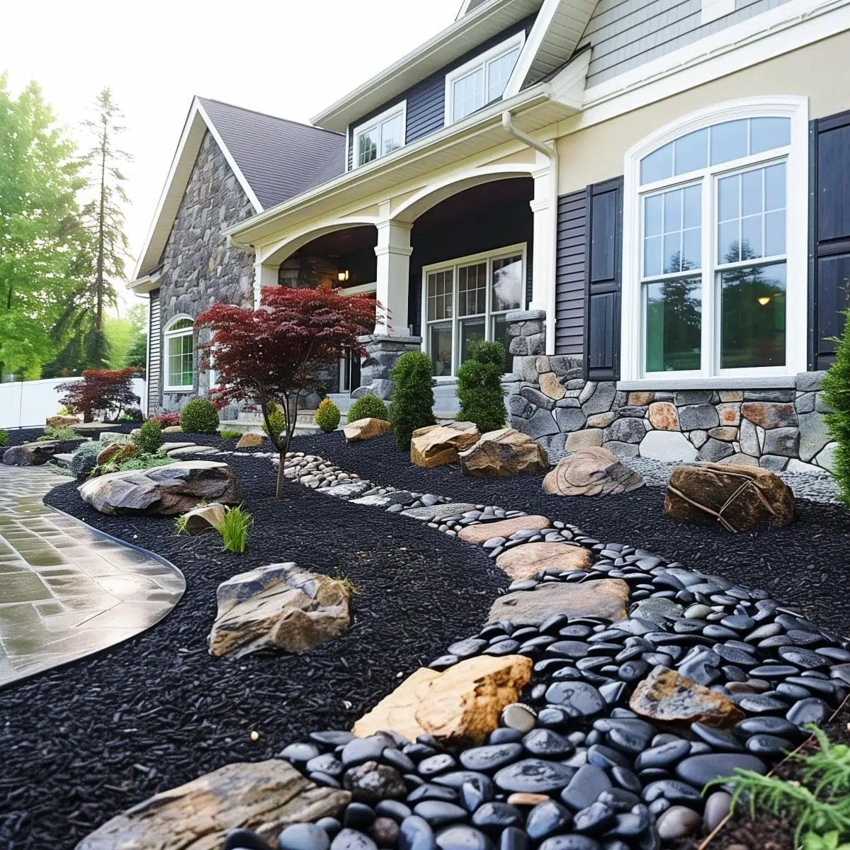 20+ Edgy Black Rock Landscaping Ideas for a Seriously Cool Front Yard ...