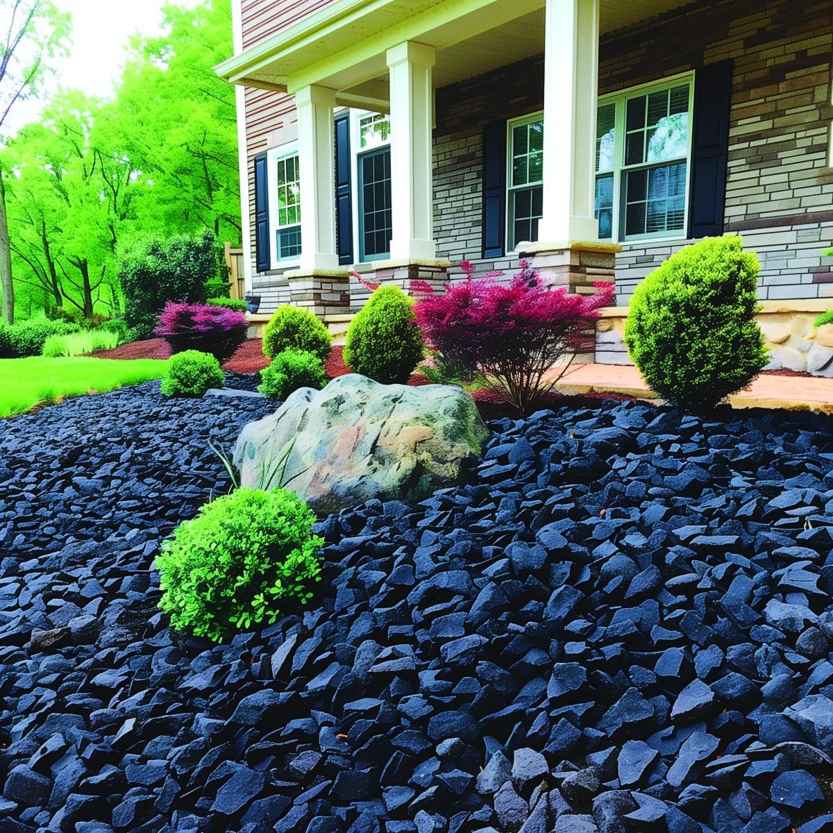 20+ Edgy Black Rock Landscaping Ideas for a Seriously Cool Front Yard ...