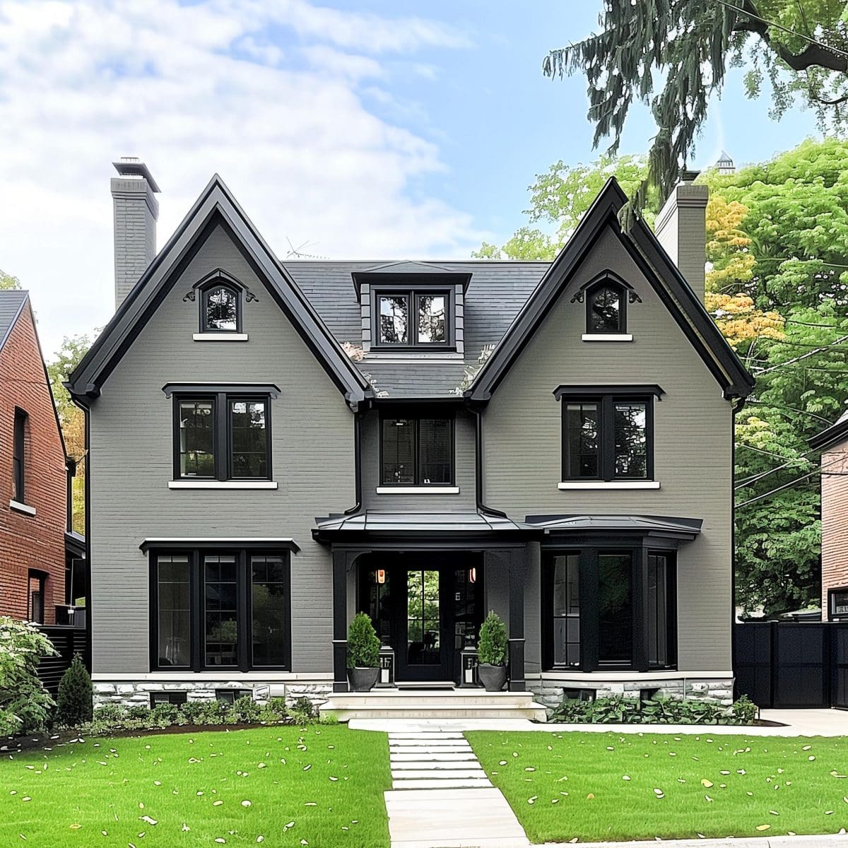 Gray House With Black Trim