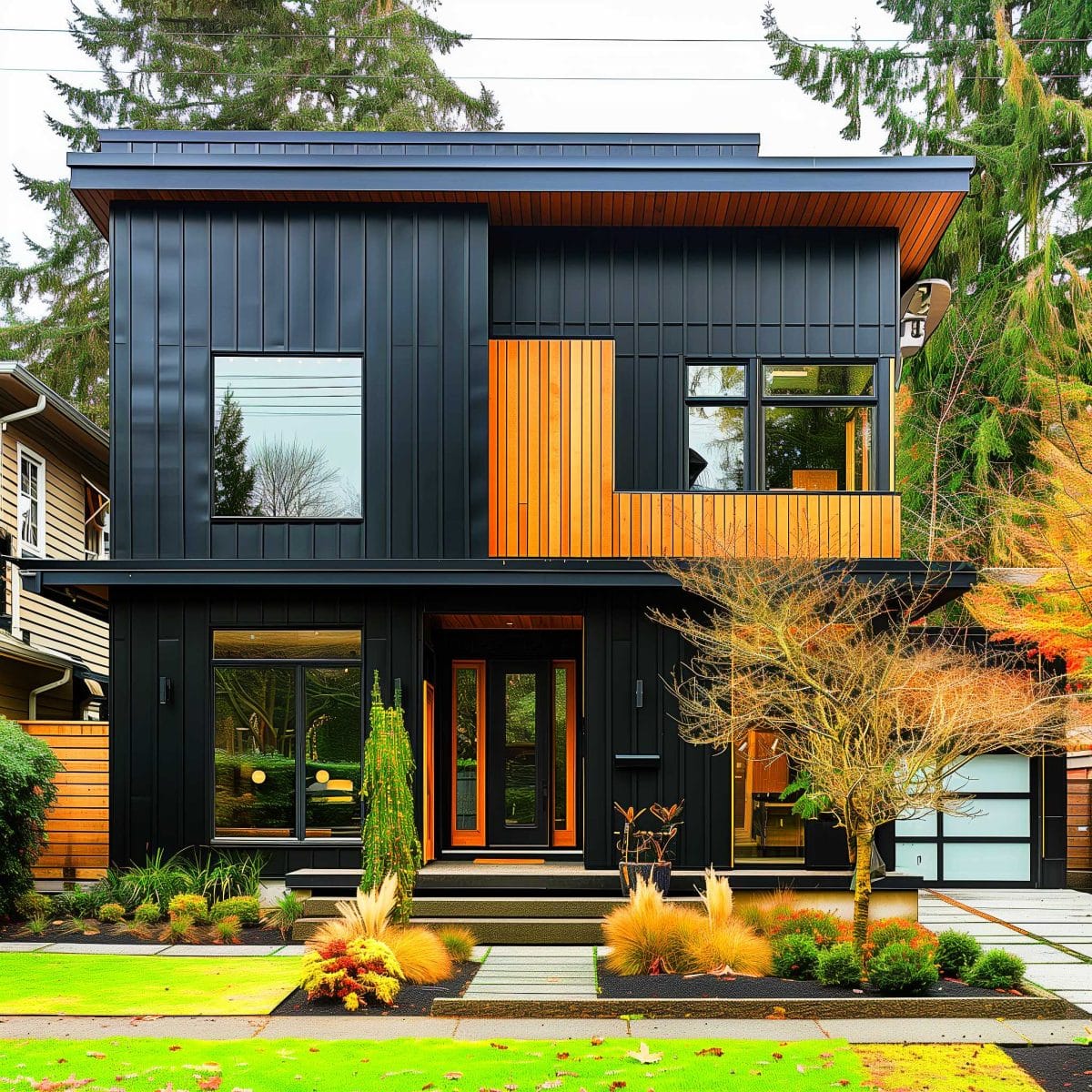 50+ Black Home Exteriors with Wood Accents That Are So Hot, They'll ...