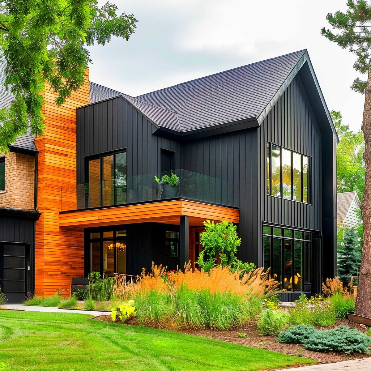 50+ Black Home Exteriors with Wood Accents That Are So Hot, They'll ...