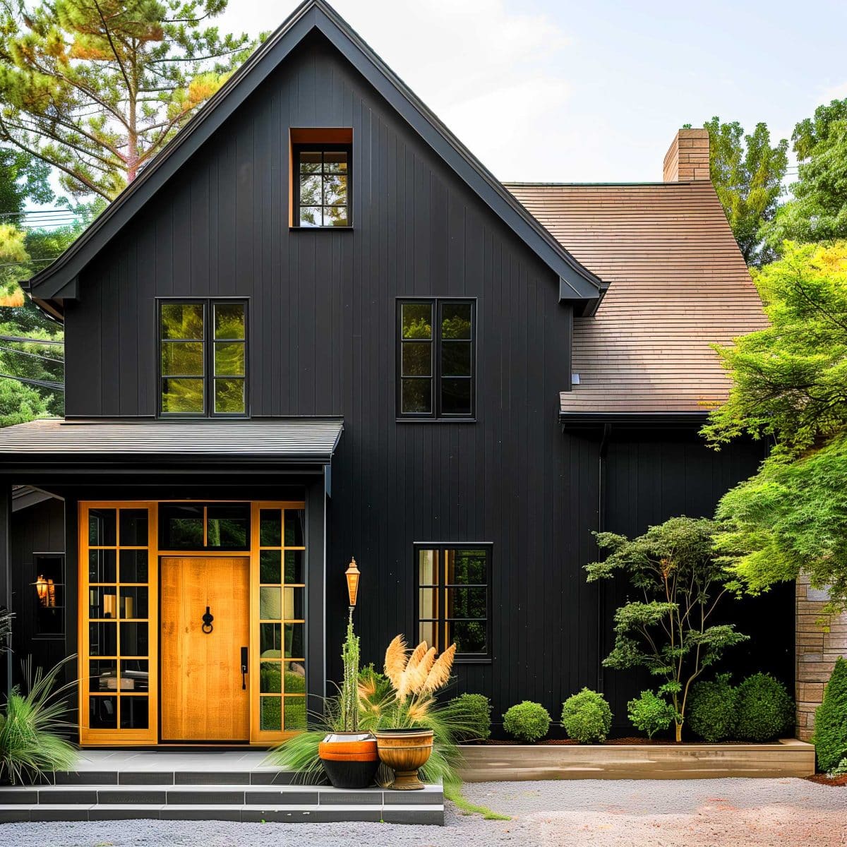 50+ Black Home Exteriors with Wood Accents That Are So Hot, They'll ...