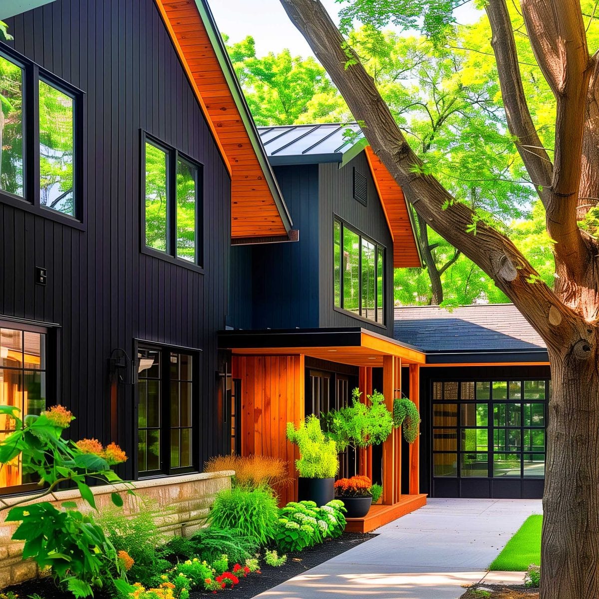 50+ Black Home Exteriors with Wood Accents That Are So Hot, They'll ...