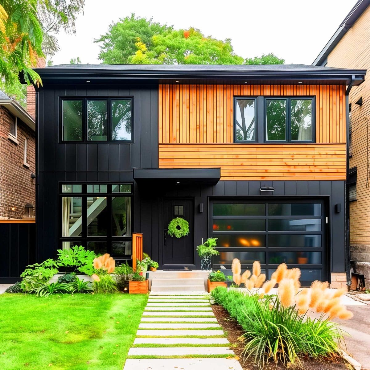 50+ Black Home Exteriors with Wood Accents That Are So Hot, They'll ...