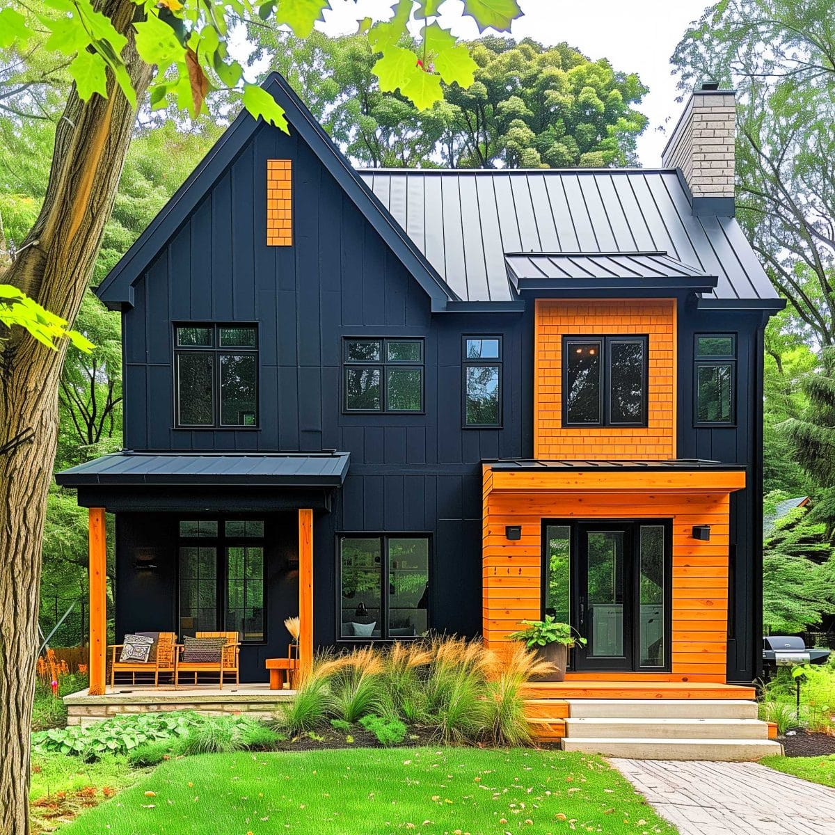50+ Black Home Exteriors with Wood Accents That Are So Hot, They'll ...