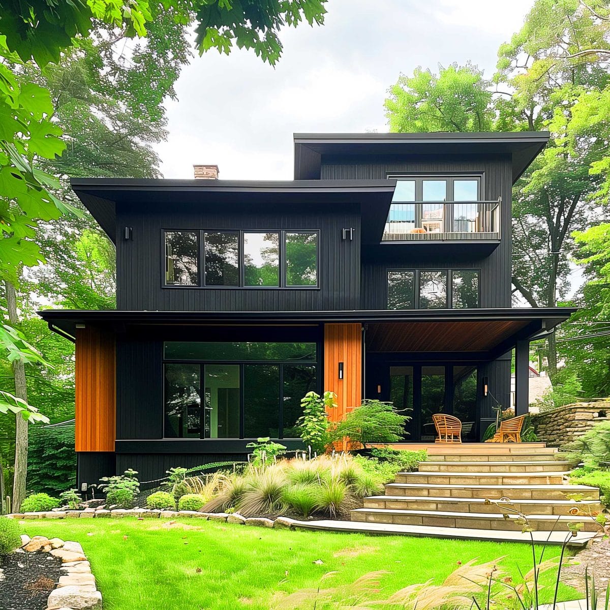 50+ Black Home Exteriors with Wood Accents That Are So Hot, They'll ...