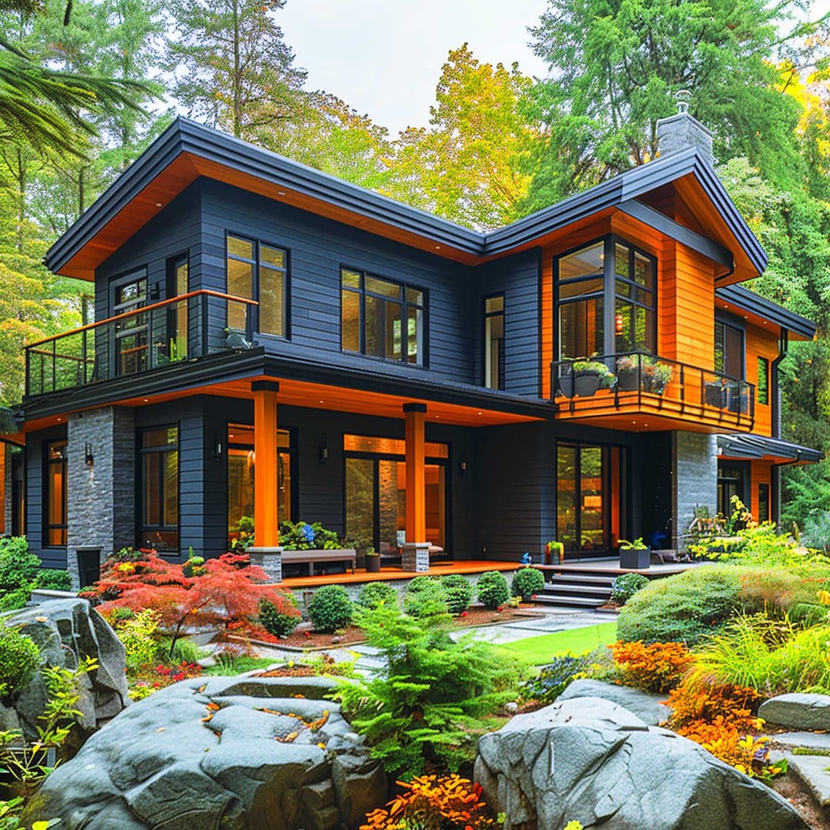 50+ Black Home Exteriors with Wood Accents That Are So Hot, They'll ...