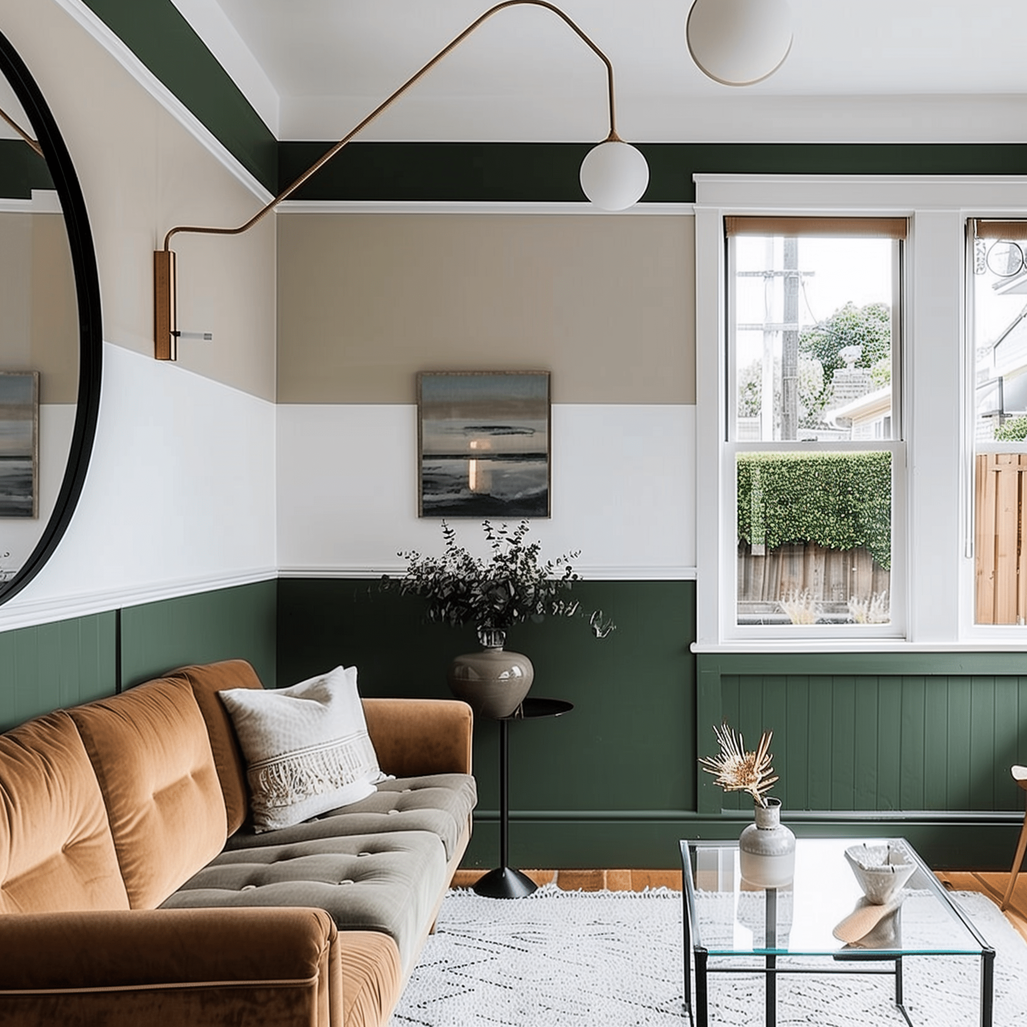 50+ Half Green Living Room Wall Designs That Split the Difference ...