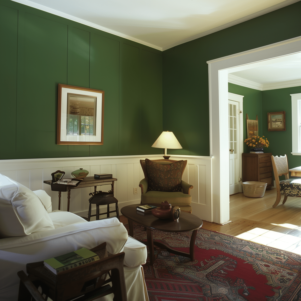 50+ Half Green Living Room Wall Designs That Split the Difference ...