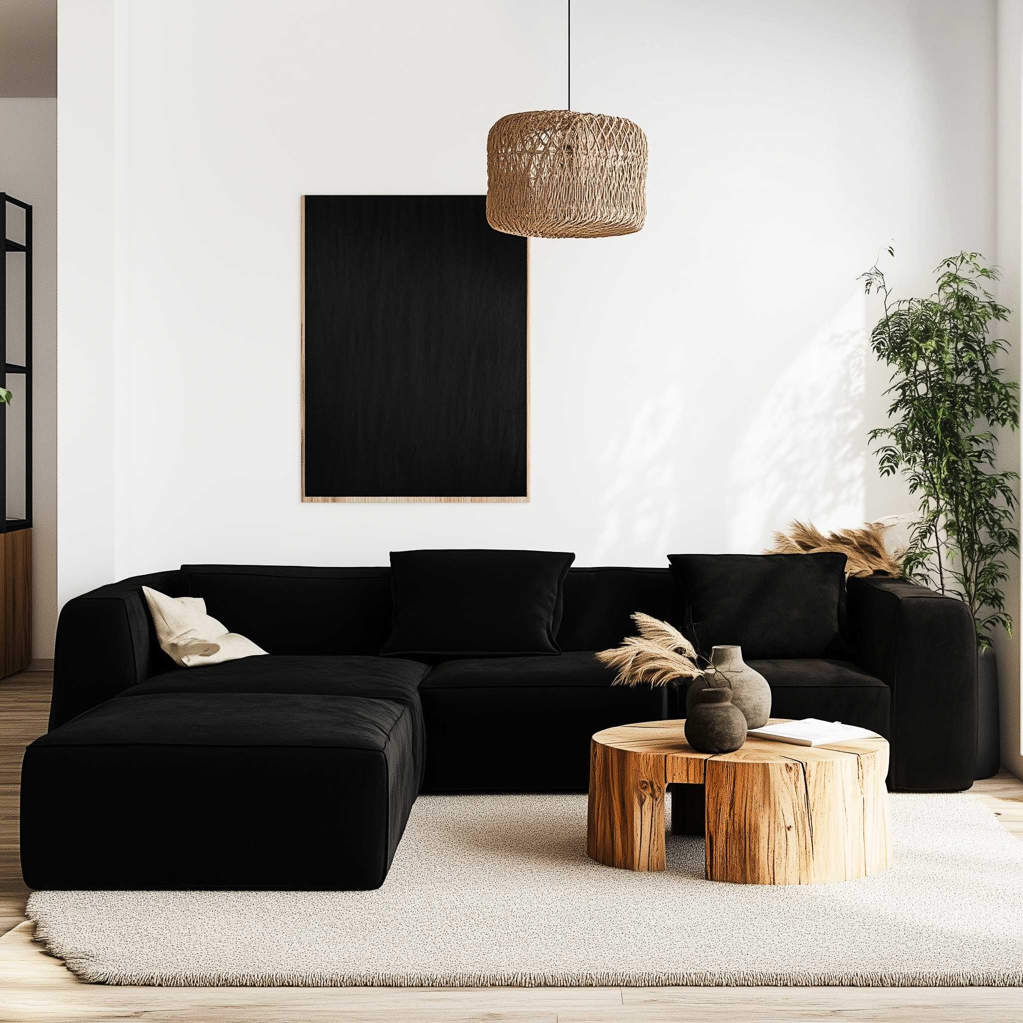 50+ Organic Modern Living Room with Black Couch Inspirations Embracing ...