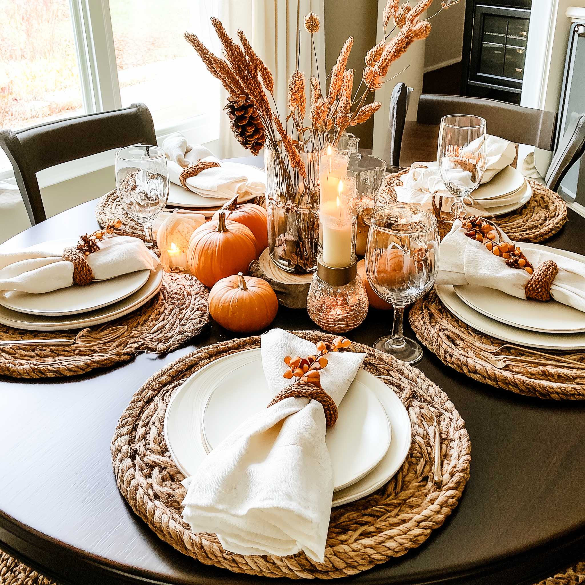 50+ Thanksgiving Tablescapes for Round Table Inspirations For a Well ...