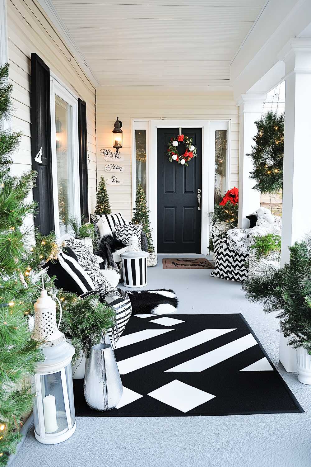 25+ Front Porch Christmas Decor Ideas in Black and White That'll Make ...