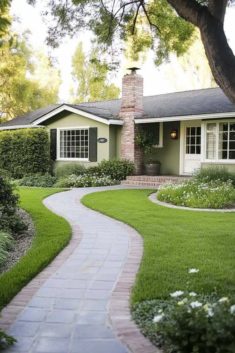 Behold the house dreams of having a rom-com meet-cute. Brick chimney coolly says, Hello world while the stone path perfectly directs your path to nowhere special.