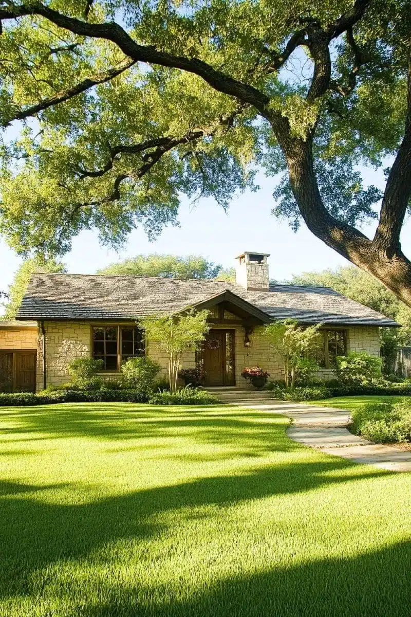 This stone cottage knows how to rock earthy vibes. Nestled in greenery with a chimney for dramatic effect, it's like nature's own VIP retreat.