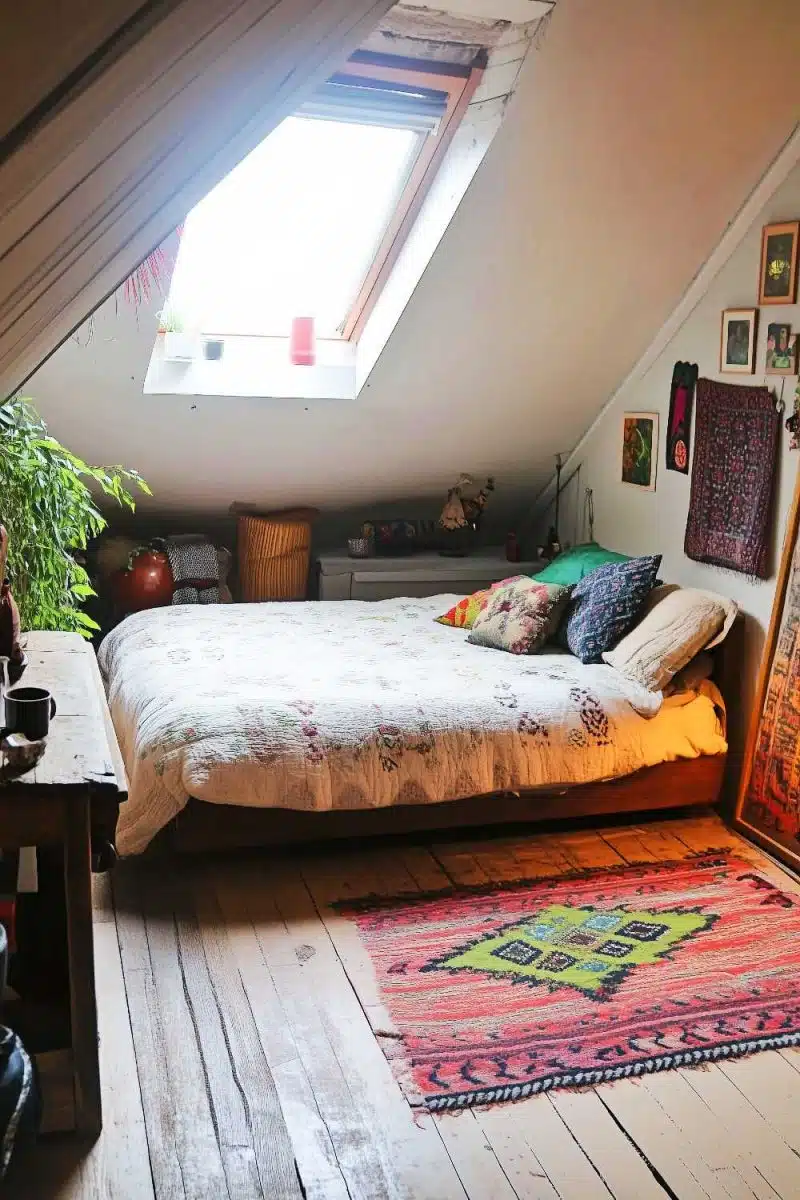 Welcome to your attic paradise where skylights make stargazing the new bedtime ritual. Surround yourself with art that makes even your plants feel cultured.