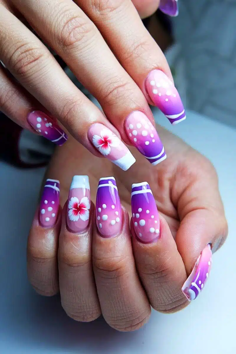 Nails that didn’t get the memo about furniture minimalism; flaunting pink, purple, and flowery pizazz. Who knew fingertips could outshine a coffee table?.