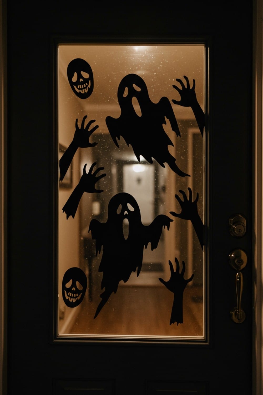 Spectral Silhouette Door Decals: Haunting Figures in the Glass
