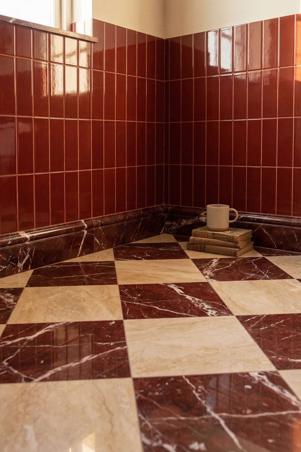 Sculptural Red Marble Baseboard - An Elegant Touch