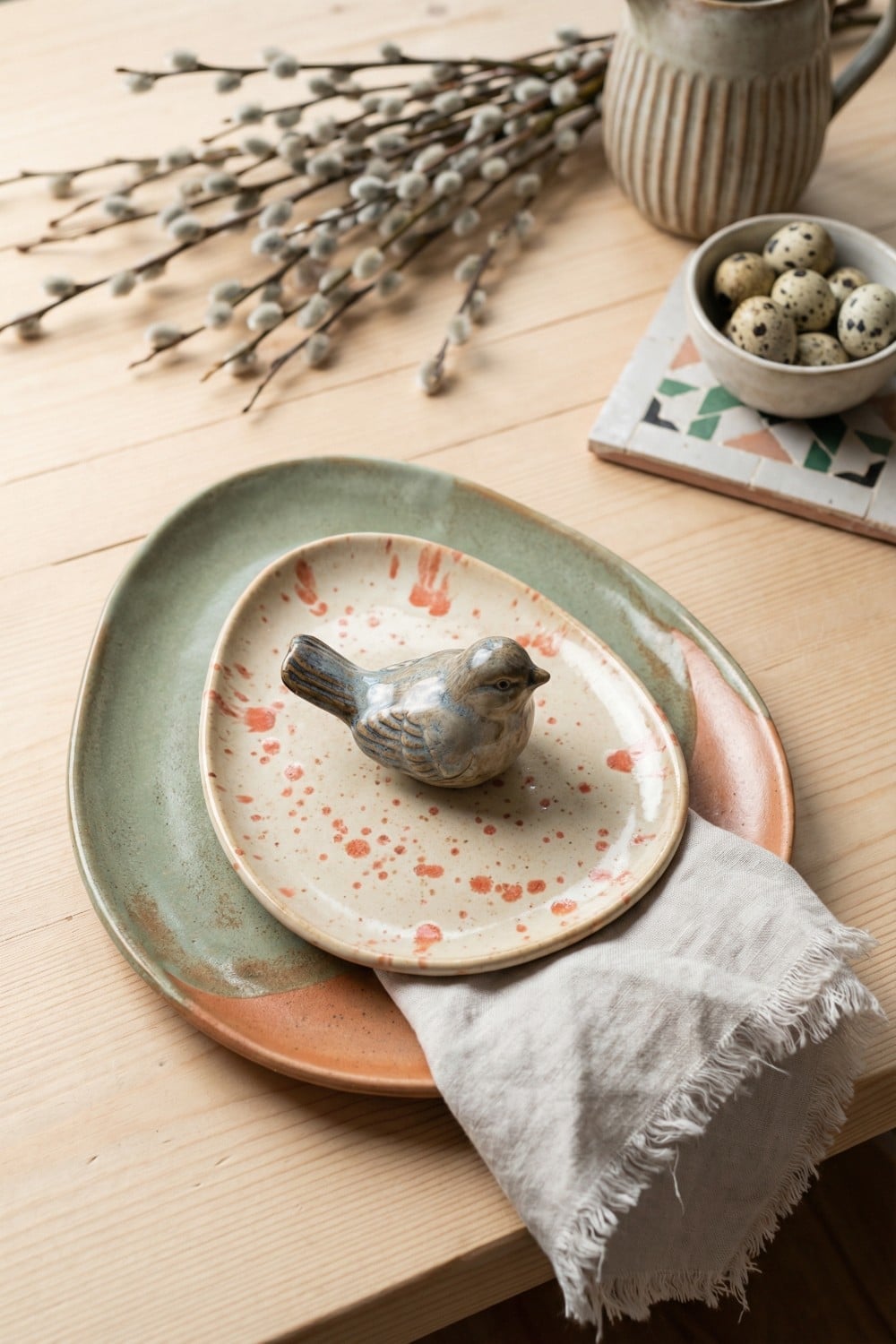 Speckled Organic Stoneware Easter Plates