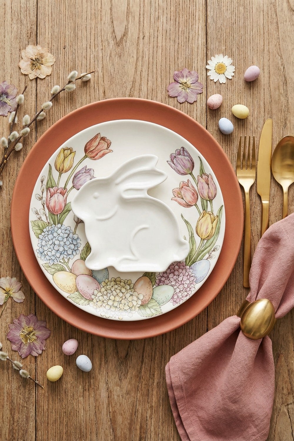 Terracotta Garden Bunny Easter Plates