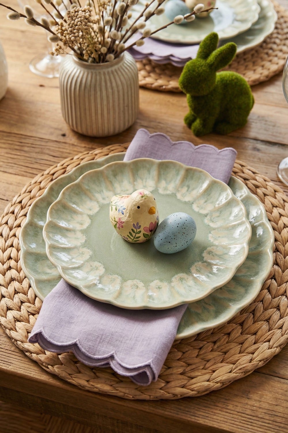 Celadon Reactive Glaze Petal Easter Plates