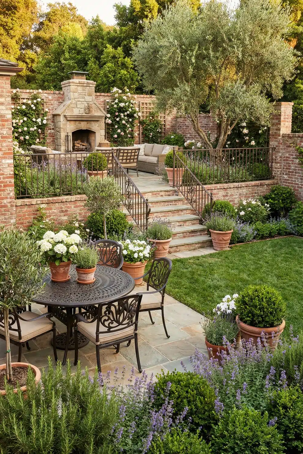 Classical European Walled Courtyard Garden