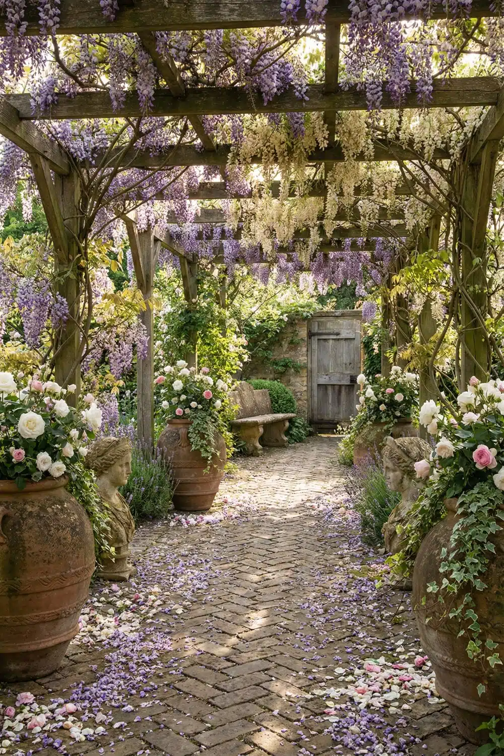 Provincial Wisteria Pergola with Terracotta Urns