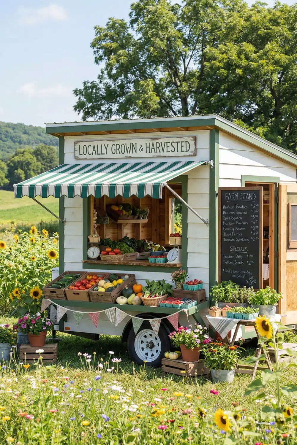 Rolling Sage Trimmed Shiplap Produce Station
