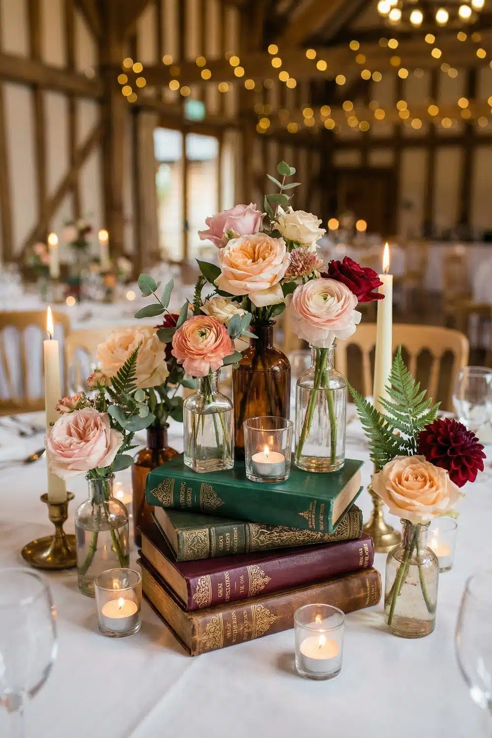 Apothecary Bud Vases on Gilded Hardcover Tomes