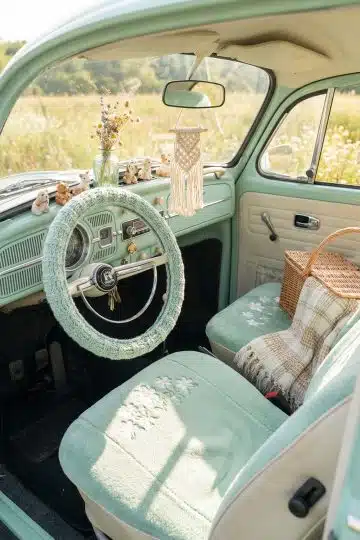Sage Green Floral Embroidered Plush Seat Covers