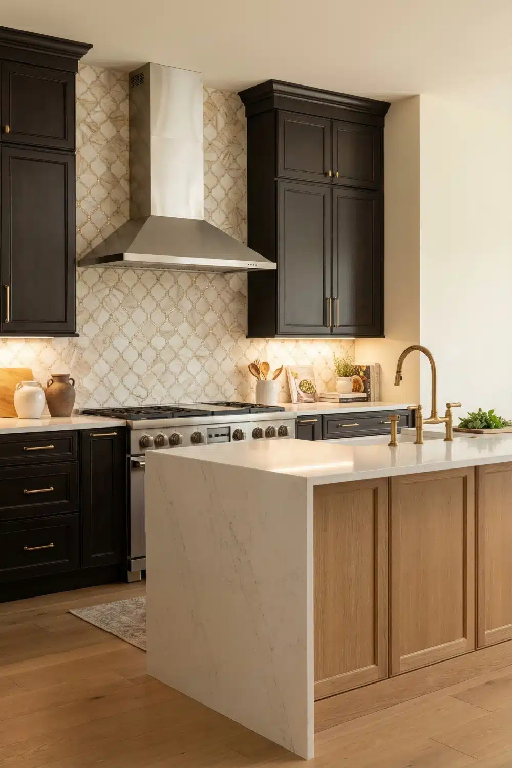 Ornate Arabesque Marble Mosaic Backsplash