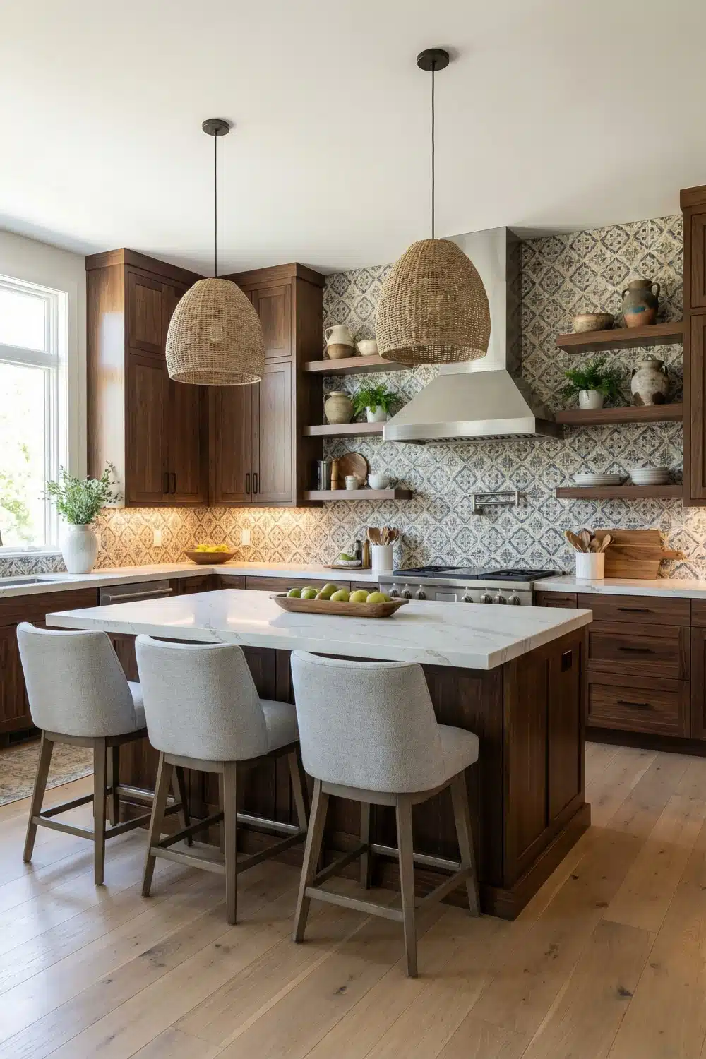 Antique Indigo Medallion Cement Backsplash