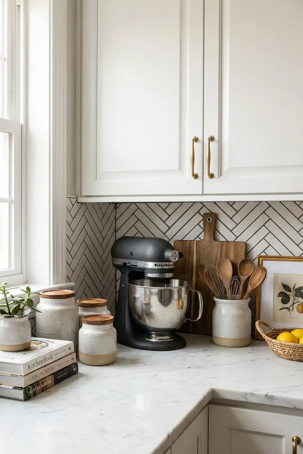 Graphite Mixer alongside Speckled Stoneware Jars