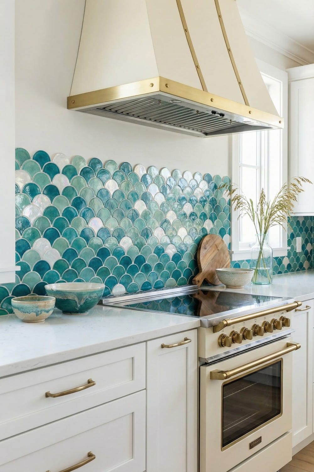 Oceanic Fish Scale Coastal Kitchen Backsplash