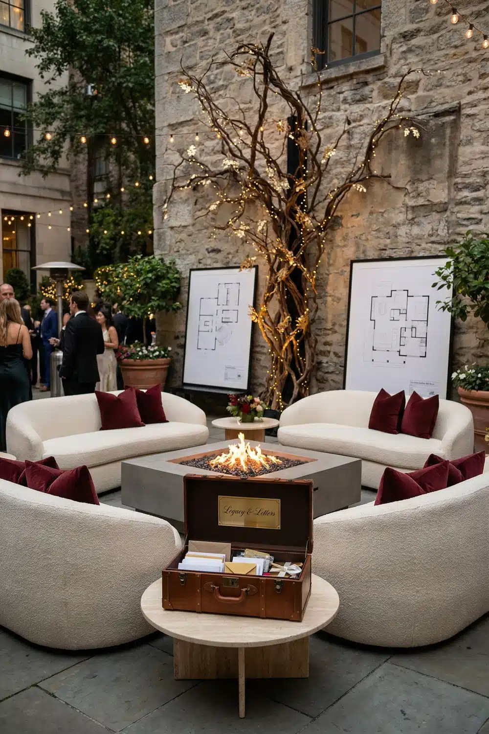 College Graduation Party Vintage Suitcase and Fire Pit