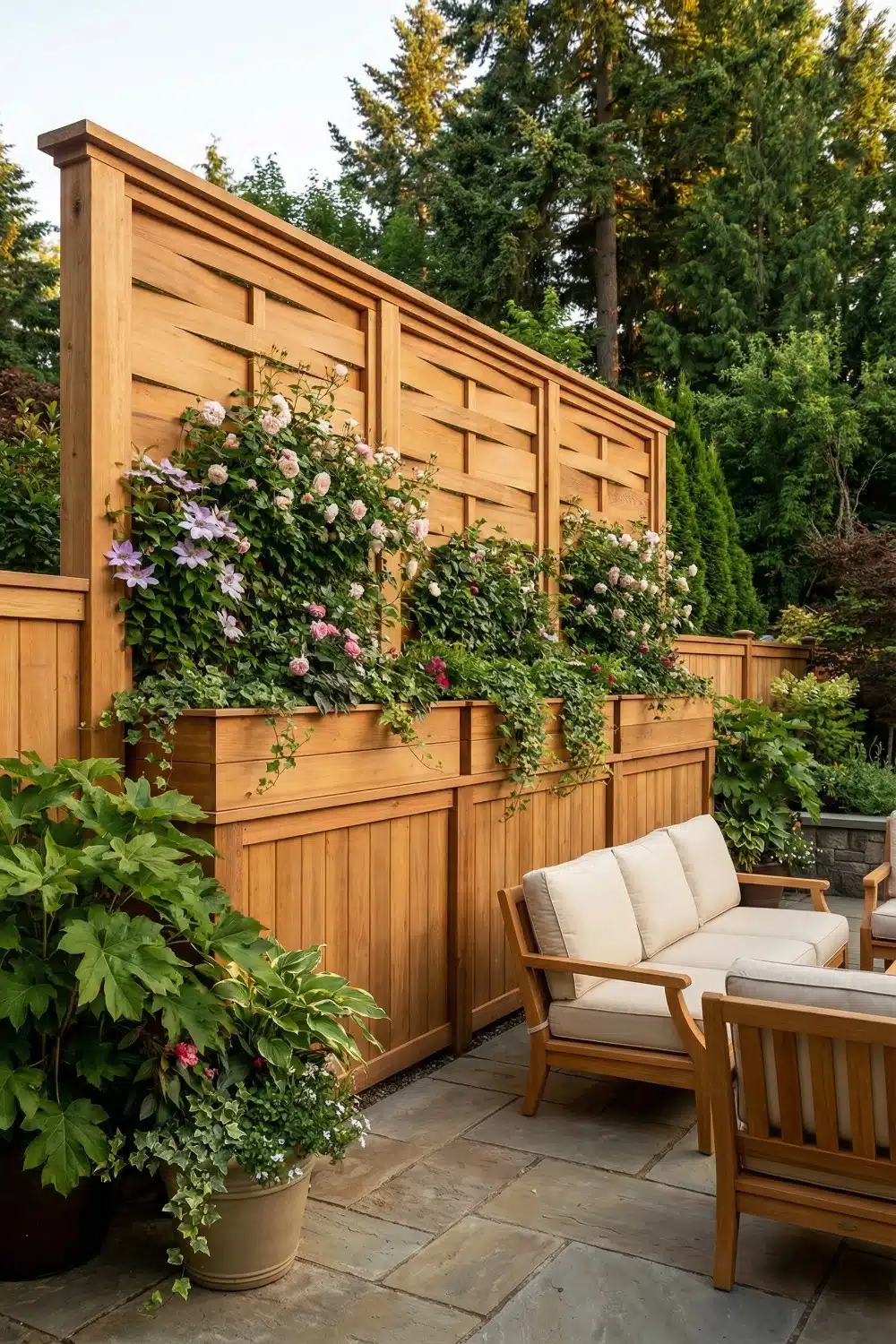 Woven Planter Wall Backyard Privacy from Neighbors