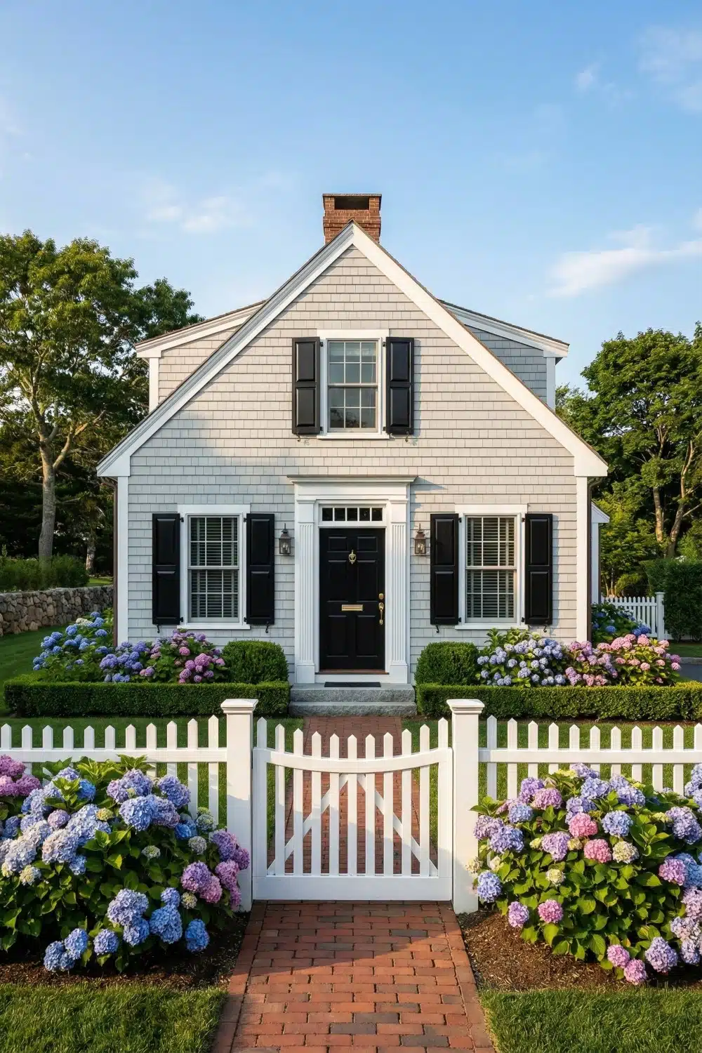Cape Cod House Exterior with Picket Fence and Gate
