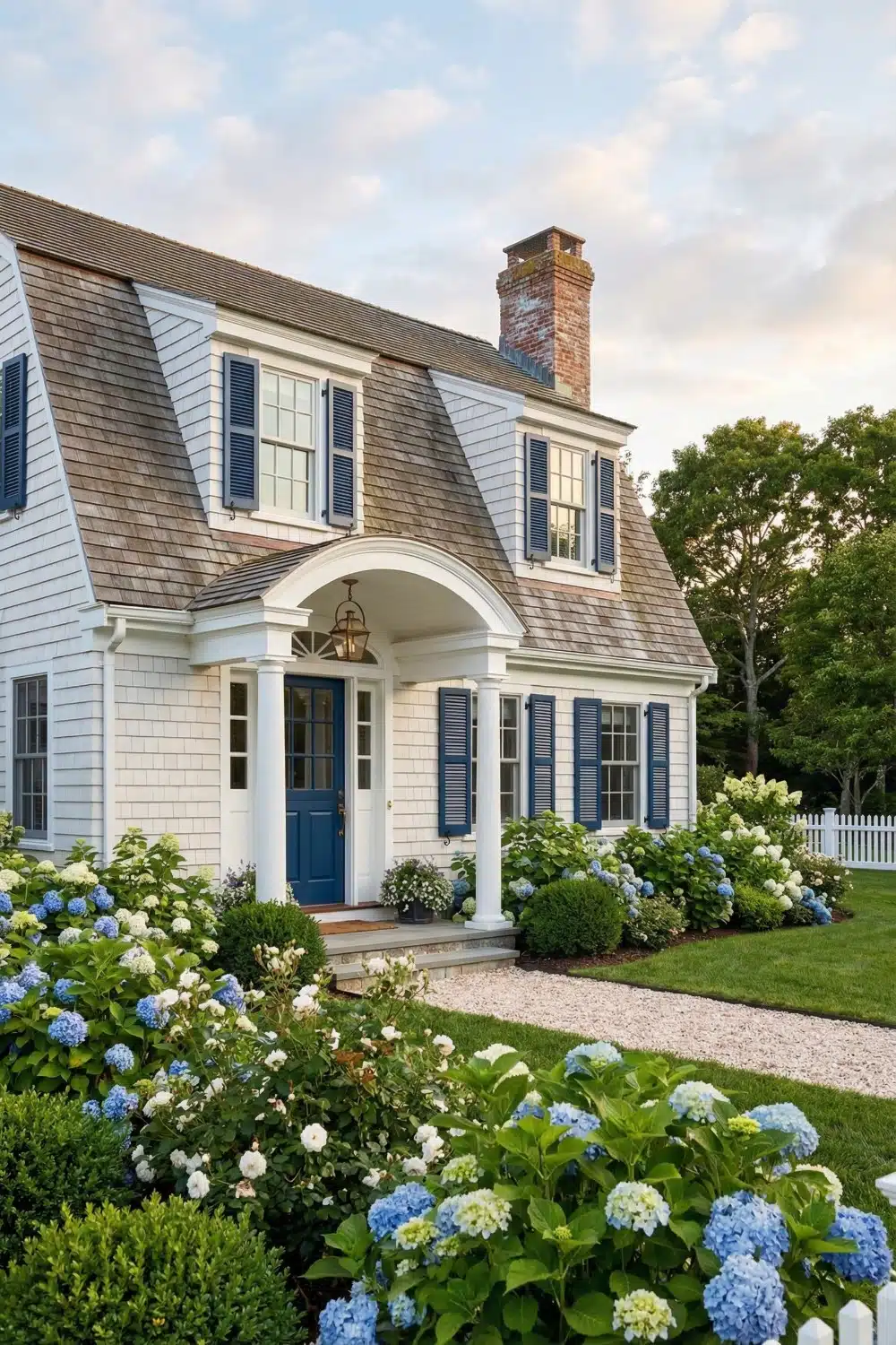 Cape Cod House Exterior with Arched Portico
