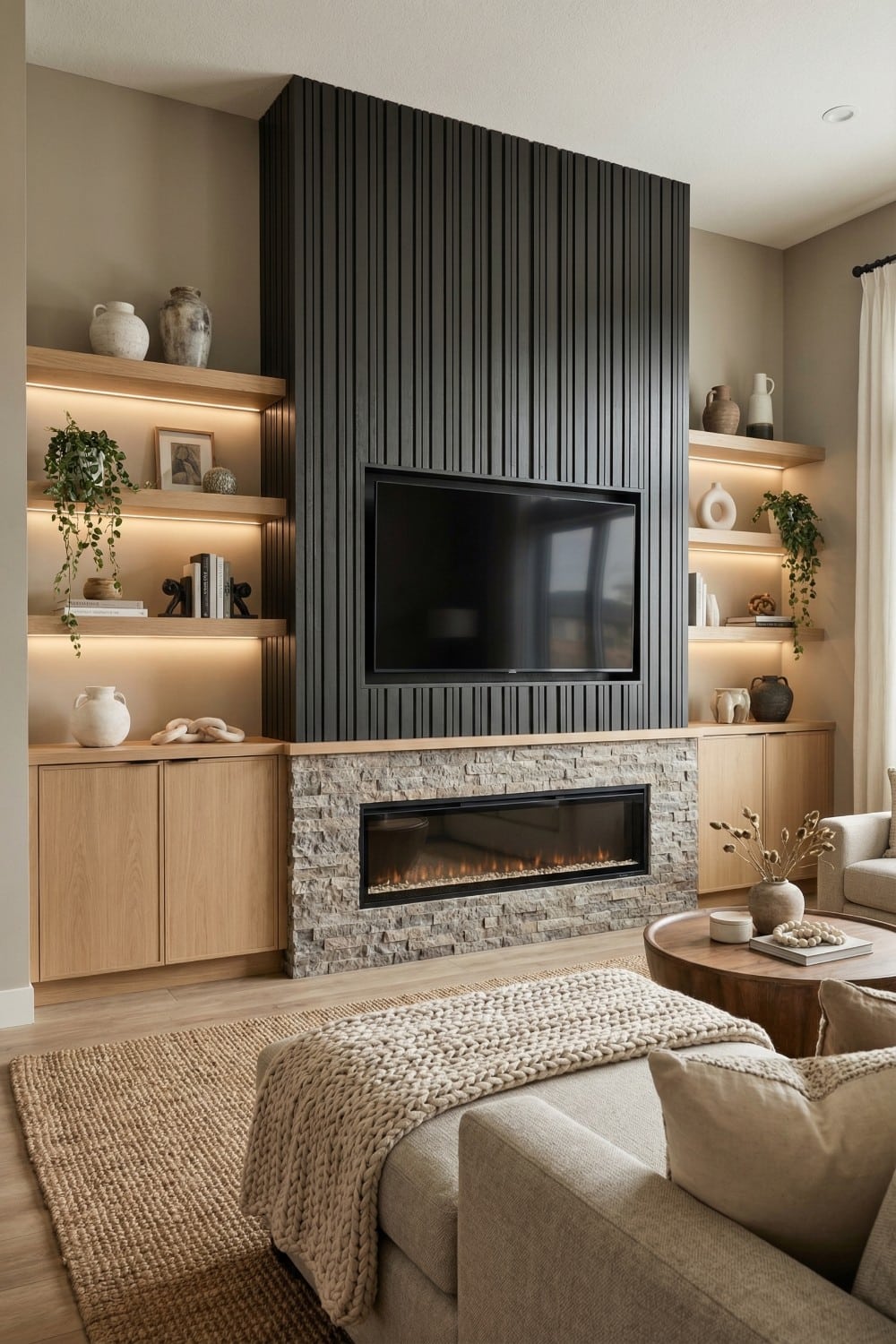 Stunning DIY Living Room Accent Wall Ideas With TV and Fireplace ...