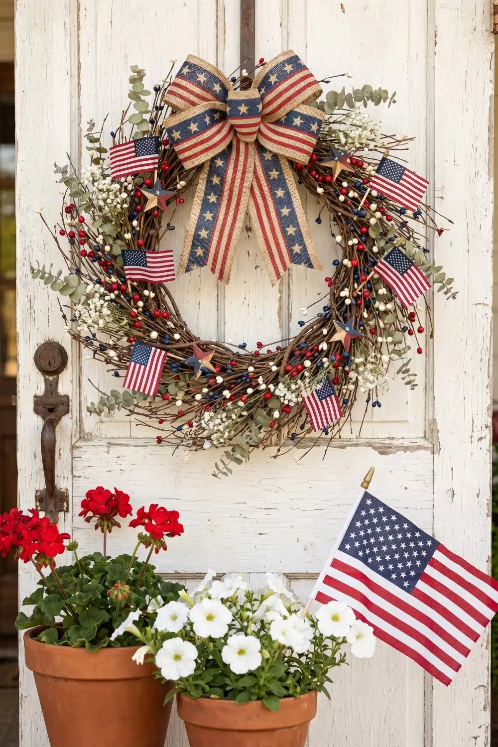 Rustic grapevine 4th of July wreath for front door