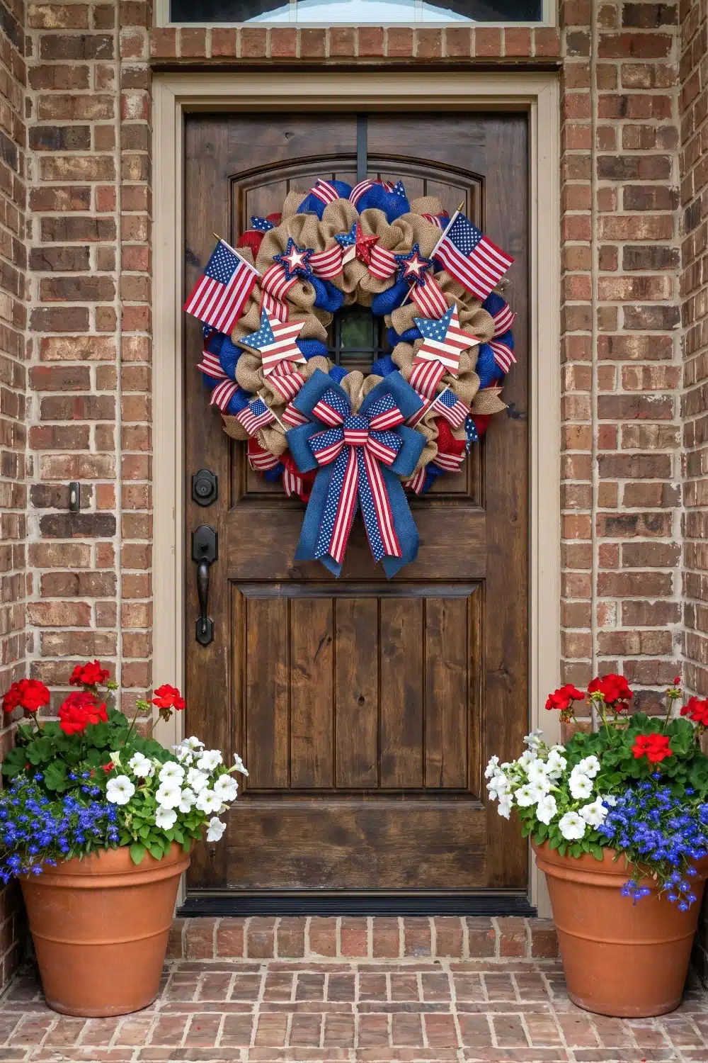 Burlap 4th of July wreath with flag accents