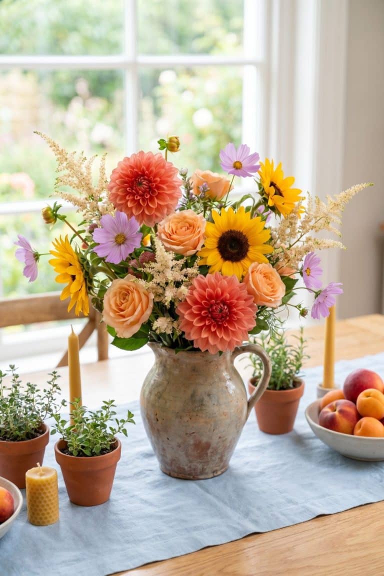set an easy summer table with citrus and flowers